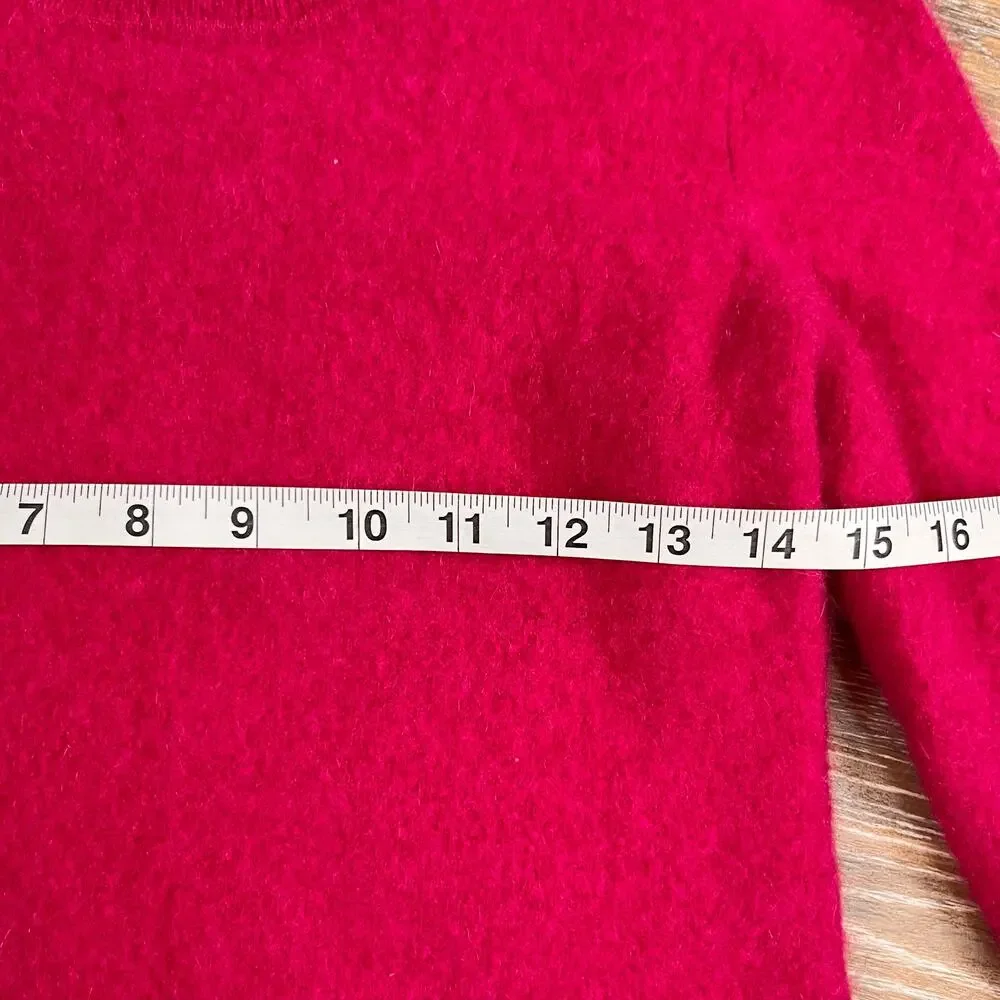 Vertical Design Womens Sweater 100% Cashmere Pink Fushsia Long Sleeve Pullover - Picture 5 of 5